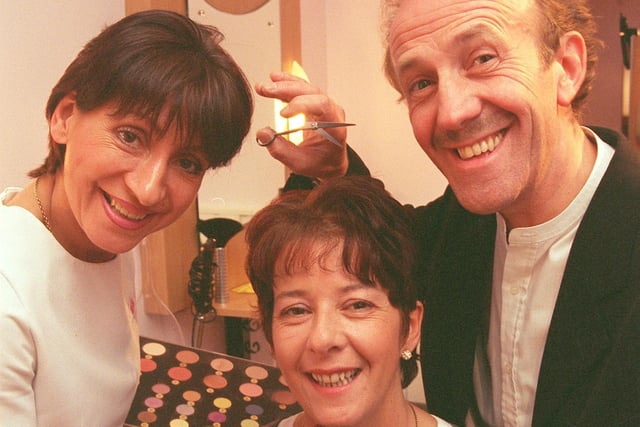 Pictured at their salon on the Ecclesall Road South , is  beauty therapist Lynda Price, and hairdresser Robert Taylor the two have merged together and   are seen jointly working on  Wendy Jankowski in 1999