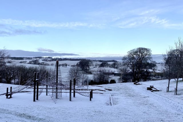The Hills above Bathgate in West Lothian were blanketed with heavy snow this morning, and roads had not been gritted.