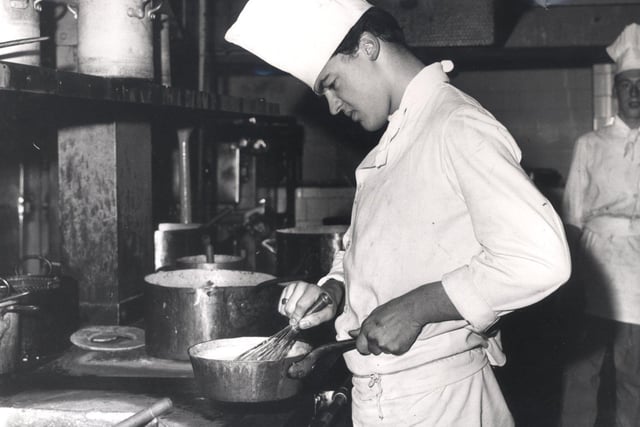 Apprentice chef David Colley at the Grand Hotel, Sheffield, in October 1963