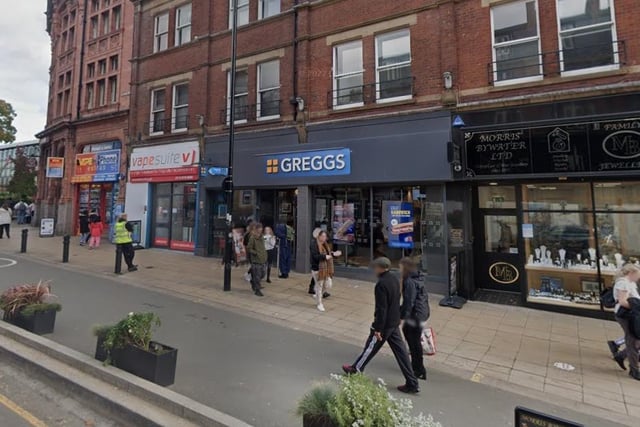 Greggs, on Pinstone Street, in the city centre, is rated 4.2 stars according to 150 reviews on Google.