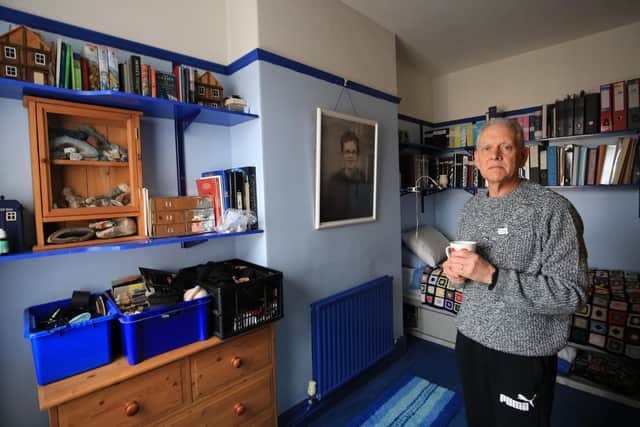 Andrew Gosden from Doncaster went missing 12 years ago. Andrew's dad Kevin is pictured is pictured in Andrew's bedroom at home. Picture: Chris Etchells