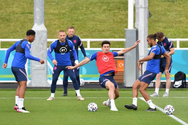 Harry Maguire trained with the England squad again on Monday.