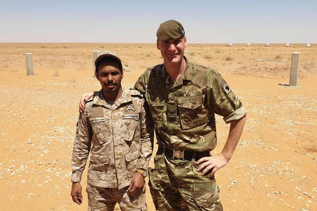 Sergeant Chris Clarke, of the 4 th Battalion, The Yorkshire Regiment (4 YORKS), has become the first ever British Army Reservist to win the coveted
York Medal. He is pictured with a Saudi soldier  during Operation CROSSWAYS. Photo: MOD Crown Copyright 2019.