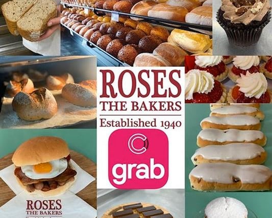 Established in 1940 by James Rose, the firm is still owned and run by the same family. 
Today it has five shops and a burgeoning home delivery service run in partnership with the City Grab app. Its full range of bread, confectionery, savouries and sandwiches is available for same day delivery, or to pre-order for coming days.
https://roses-the-bakers.com/home-delivery/