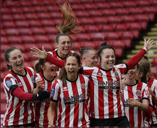 Scorer Georgia Walters celebrates with the Blades after their win over Charlton