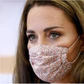 The Duchess of Cambridge wore a face mask in Sheffield yesterday for the first time (Pic: PA)