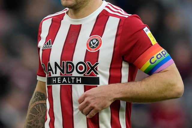 Billy Sharp wore a rainbow captain's armband against Luton Town on Saturday: Andrew Yates / Sportimage