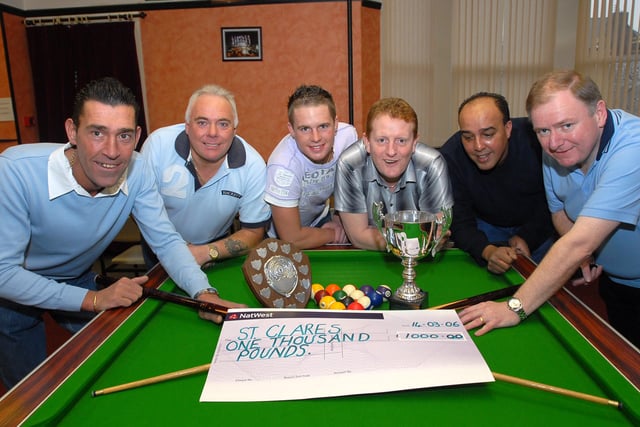 Pool night at the Park Road Social Club in Jarrow in 2006. It shows David Graves, Barry Ritson, Graham Malloy, David Softley, Paul Nur and Paul Hogg and they raised £1,000 for St Clare's Hospice.