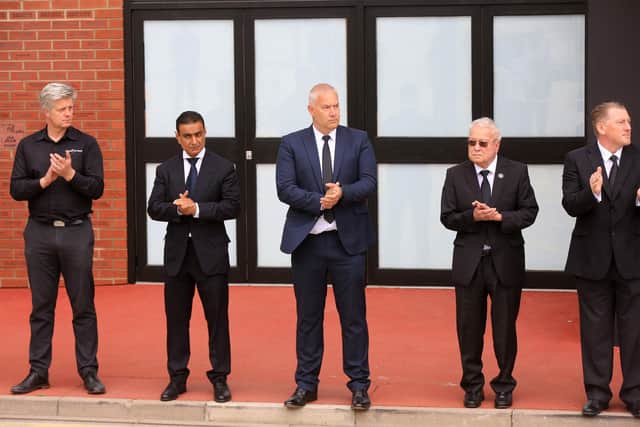 The funeral of former Sheffield United captain Len Badger passes Bramall Lane. Picture: Chris Etchells
