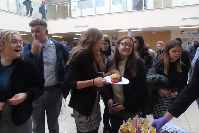 Students and staff brought in a selection of cakes for the school to sell.