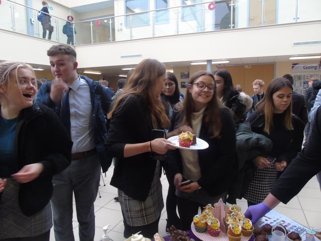 Students and staff brought in a selection of cakes for the school to sell.