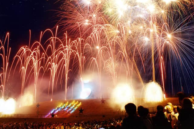 A firework display at the World Student Games opening ceremony at Don Valley Stadium, July 14, 1991