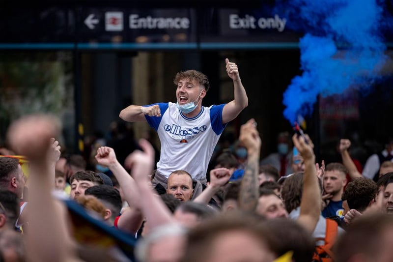Crowds of Scotland supporters have gathered in the capital to paint the town blue, as they hope to see Steve Clarke's men beat their rivals.