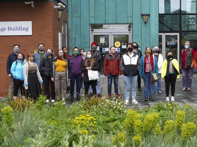 Archaeology staff and students outside Sheffield University's Ella Armitage building. Picture Scott Merrylees