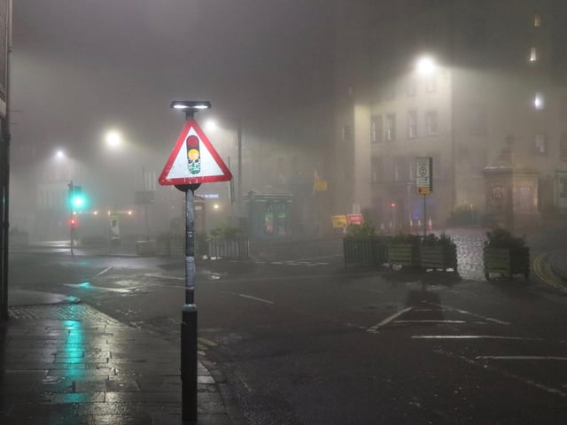 It didn't matter what turn you took in the city on Monday night, the entire place was trapped in the impenetrable fog for the evening. Here is a picture of the Grassmarket in Edinburgh. The area has been relatively empty throughout the pandemic due to lockdown rules, but the misty night just added to sense of eeriness.