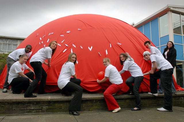 South Tyneside College students launch what was classed as the biggest red nose in the world.