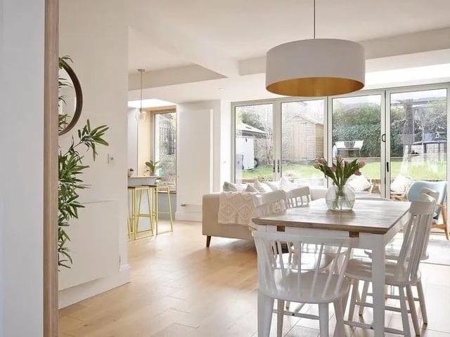 The property is said to have sustainable interiors and a bespoke kitchen.