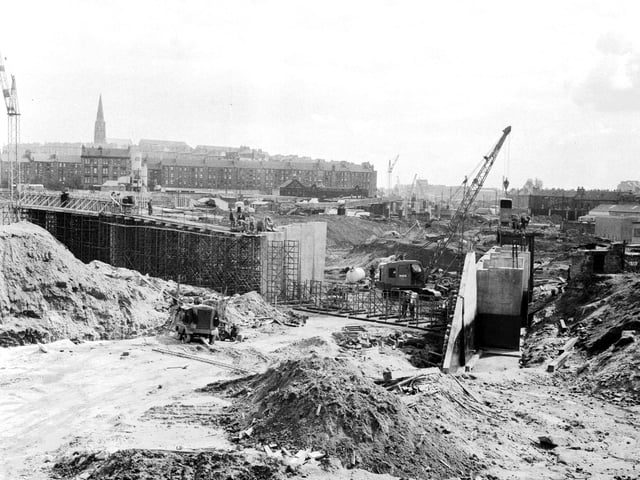 Construction of the new inner ring road at Townhead interchange in Glasgow in September 1966.