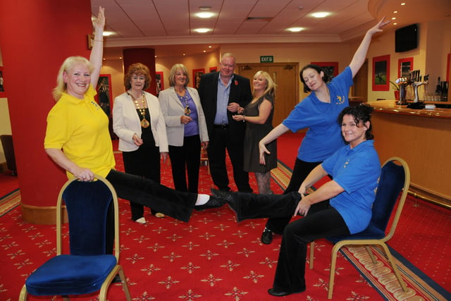 Sit NB Fit CIC instructors demonstrate some exercises in front of Deputy Mayor Councillor Norma Wright, Deputy Mayoress Valerie Sibley, Secret Millionaire Jonathan Hick and Lynn Summerside of the fitness agency at the AGM in Sunderland Stadium of Light. Does this bring back memories?