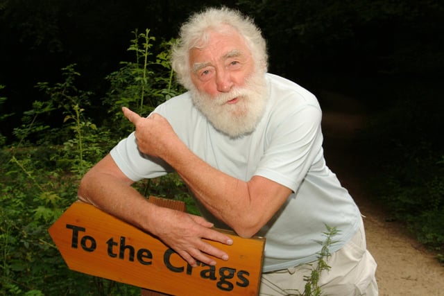 Professor David Bellamy celebrates the completed project to restore the Creswell Crags Gorge in 2007