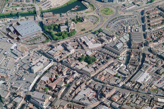 An aerial shot of the proposed new Tesco eco-store for Doncaster town centre in 2009