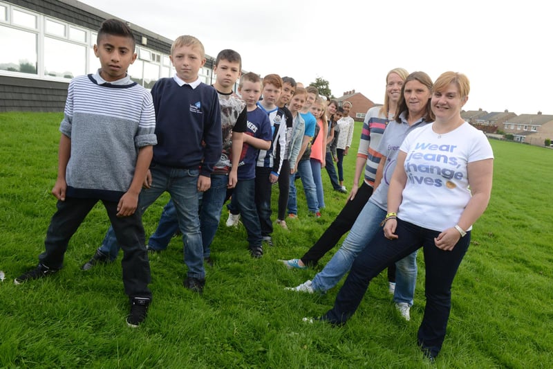 Epinay School staff and students were wearing jeans to raise money for Genes for jeans day. Remember this from 6 years ago?