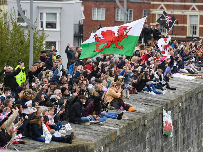 Crowds wave as HMS Queen Elizabeth leaves Portsmouth. Picture: Finnbarr Webster/Getty Images
