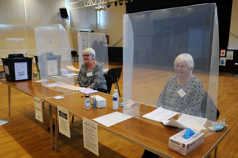 Staff ready to welcome voters to Bowhouse Community Centre (Pic: Michael Gillen)