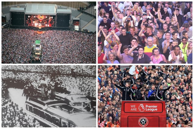 Our picture gallery shows 18 of the biggest crowds to turn out in Sheffield