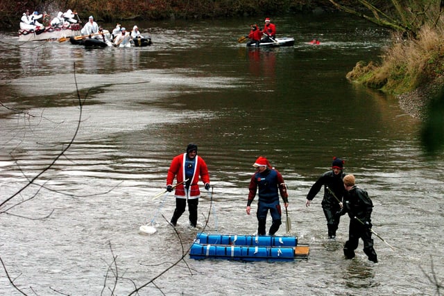 Competitors taking part in the 2003 Boxing Day raft race