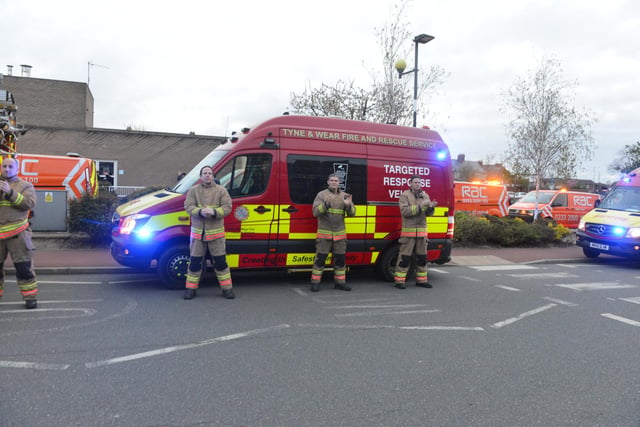 Crews from across TWFRS attended Sunderland Royal Hospital to show their support for the NHS.