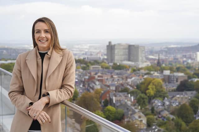 Sarah McDonagh at the Hallam Towers development in Fulwood which boasts stunning views across Sheffield.