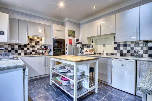 The breakfasting kitchen enjoys a range of units, gas hob, built in electric grill and oven, and dishwasher.