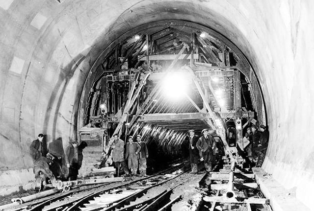 The new Woodhead Tunnel nears completion, in 1953