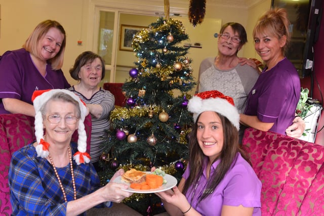 The Palmersdene Care Home annual elderly Christmas Day dinner is a special occasion. Here is a scene from the 2017 event.