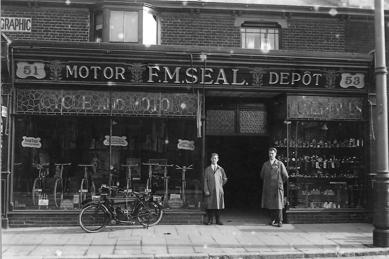 F.M Seal Motor Depot, Cycle and Motor Accessories, not he  sign 'Pram tyres fitted while you wait"
Picture: R Holloway