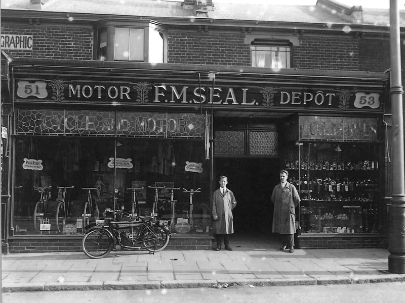 F.M Seal Motor Depot, Cycle and Motor Accessories, not he sign 'Pram tyres fitted while you wait"
Picture: R Holloway