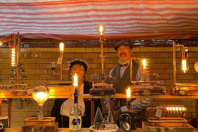 Among the stalls in the market was this Victorian duo selling their steampunk-esque offering of light fixtures