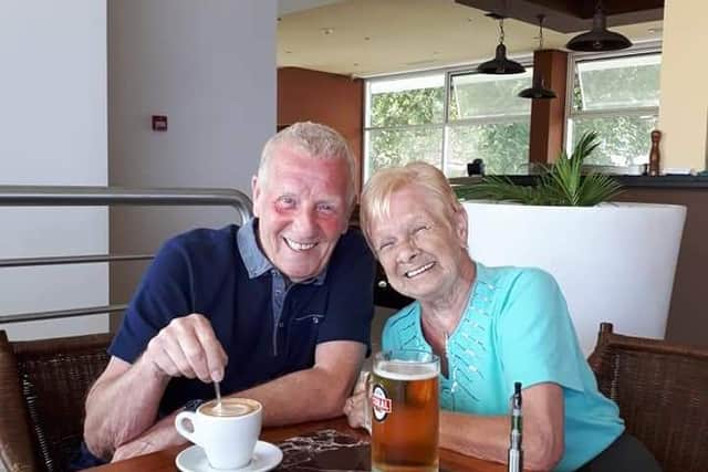 Carol Hartley, 74, who sadly passed away on April 5 pictured with her husband Harry