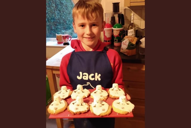 Jack shows off his melting snowman cookies - we think they look great!