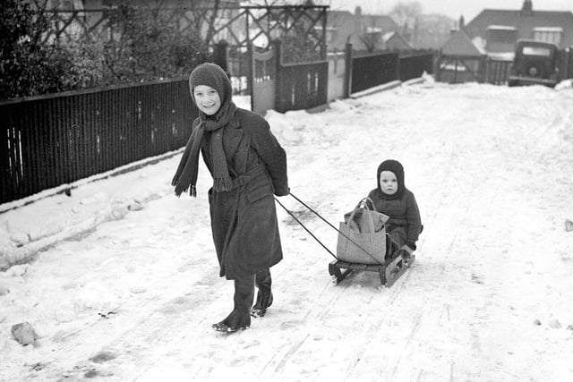 Sledging in the Sunderland snow of 1942. Photo: Bill Hawkins.
