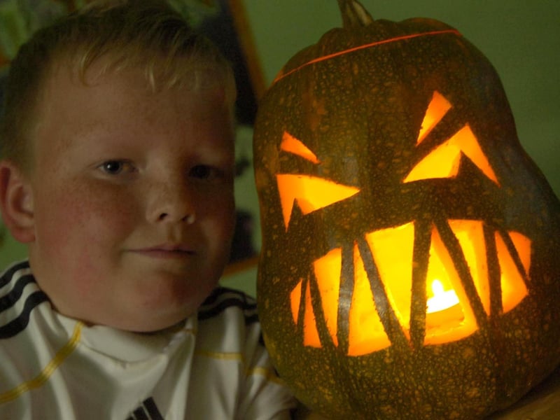 Halloween activities at Centre in the Park, Norfolk Park, Sheffield. Connor Allen, nine, at the pumpkin-making classes, October 28, 2010