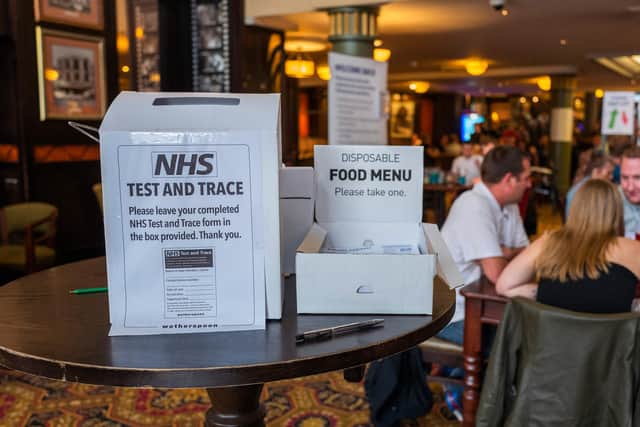 An NHS Test and Trace form (Photo by Anthony Devlin/Getty Images)