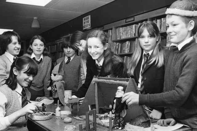 Pupils from Perth Green School were making exhibits for their mini exhibition on Vikings in March 1980. Who do you recognise in the photo?