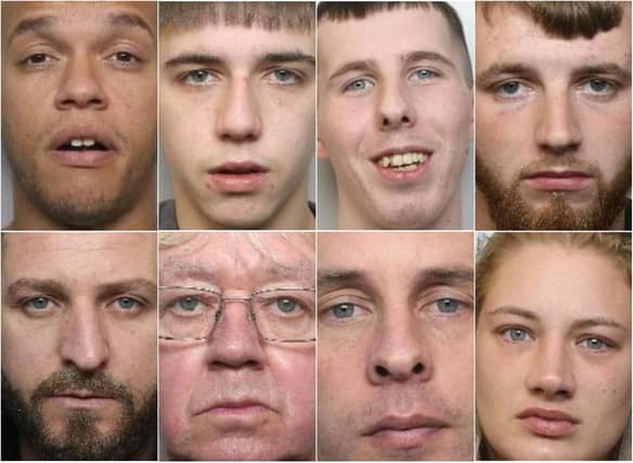 Numerous criminals have been jailed in March 2022, including the eight pictured here, following hearings brought before Sheffield Crown Court.
Top row, left to right: Dale James Hutchinson; Kai Smith; Tony Cain; Jake Proverbs
Bottom row, left to right: Bledar Metushi; Colin Norfolk; Wayne Garrity; Melody Wolf