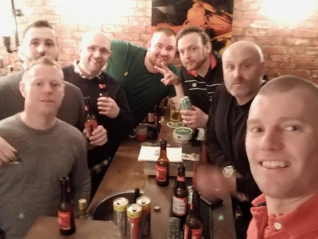 Jon Jevons with his friends in Waingroves.