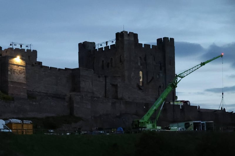 A large crane has been used to help lift gear into the castle.