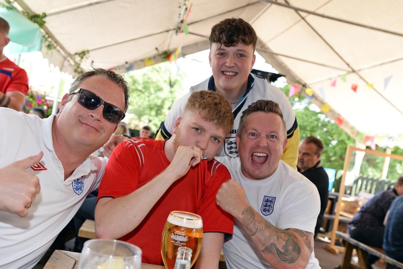 England v Germany. Damon Beverley, Marcus Beverley, Dylan Needham and Max Nettleship, pictured at The Salutation.