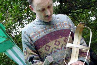 Jasper Prachek taking part at the woodworking event at Sandall Beat Woods in 2001.