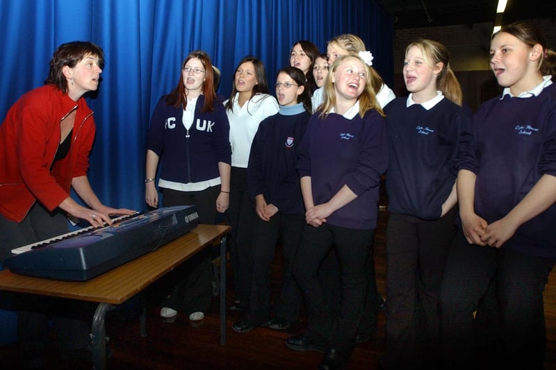 Singing lessons at Dyke House School in 2003. Can you spot someone you know?